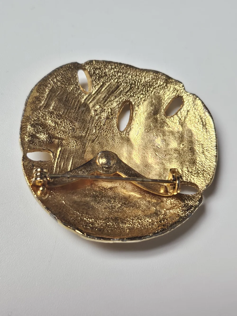 Large Gold Sand Dollar Brooch